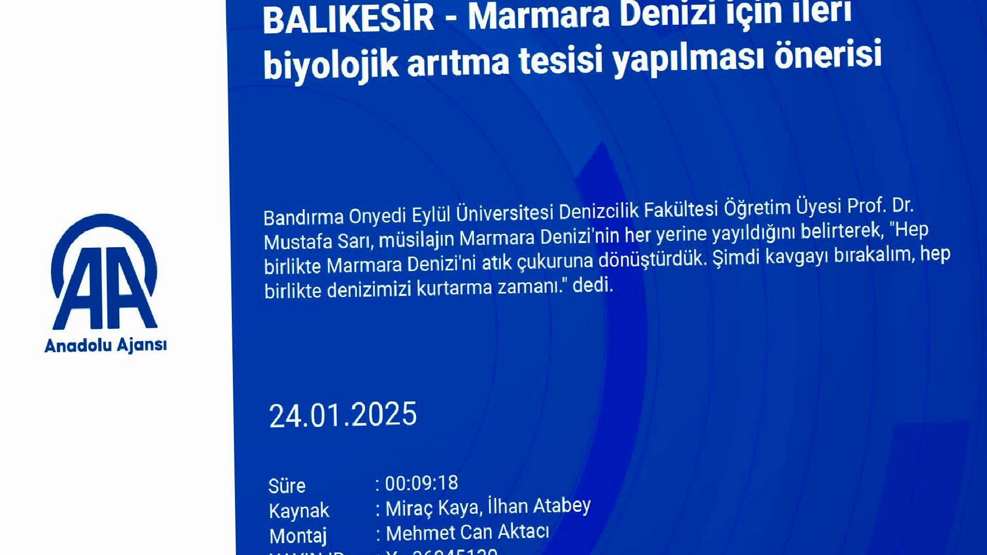 Marmara Denizi için ileri biyolojik arıtma tesisi yapılması önerisi haberi