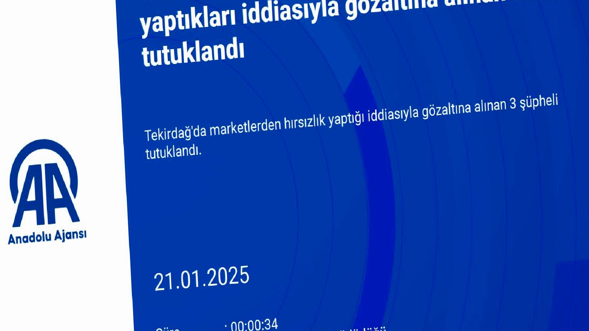 Tekirdağ’da marketlerden hırsızlık yaptıkları iddiasıyla gözaltına alınan 3 zanlı tutuklandı haberi