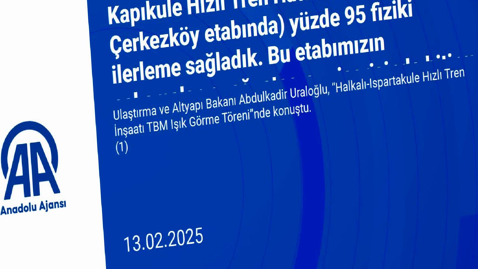 Bakan Uraloğlu, Halkalı-Ispartakule Demiryolu Hattı Işık Görme Töreni’nde konuştu: haberi