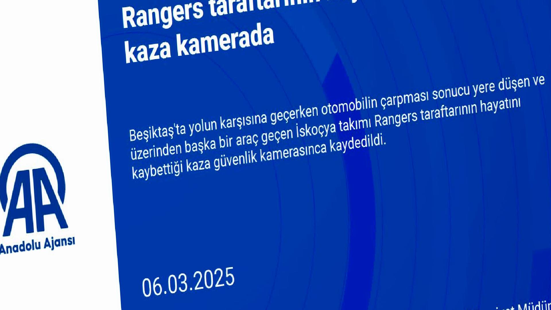 Fenerbahçe maçı için İstanbul’a gelen Rangers taraftarının hayatını kaybettiği kaza kamerada haberi